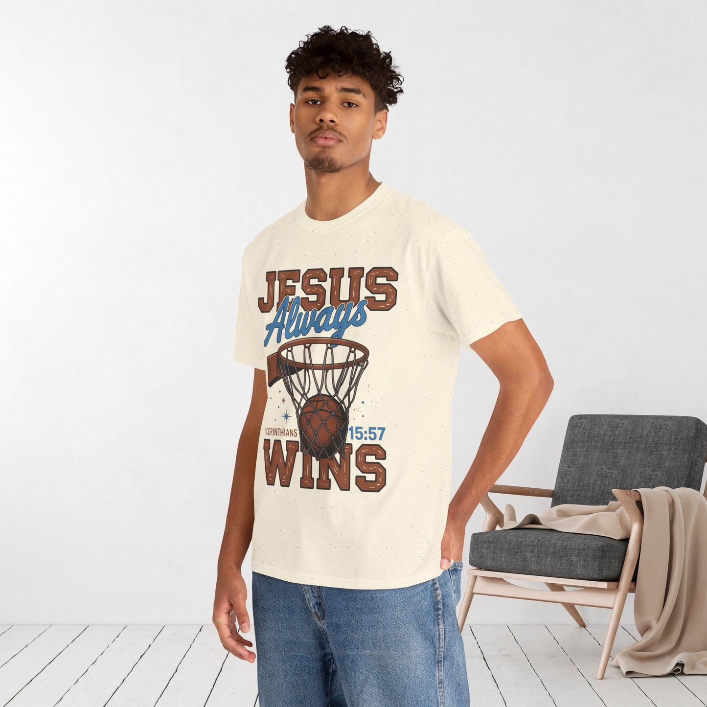 Jesus Always Wins Heavy Cotton Tee