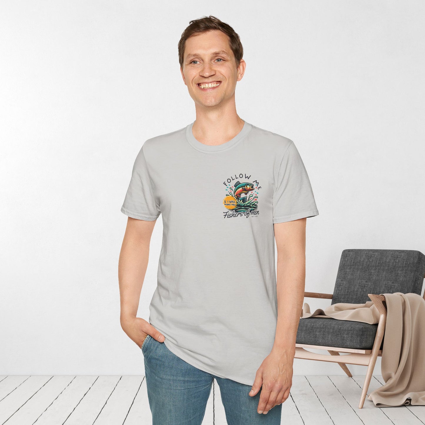 Follow Me Matthew 4:19 Men's Softstyle T-shirt