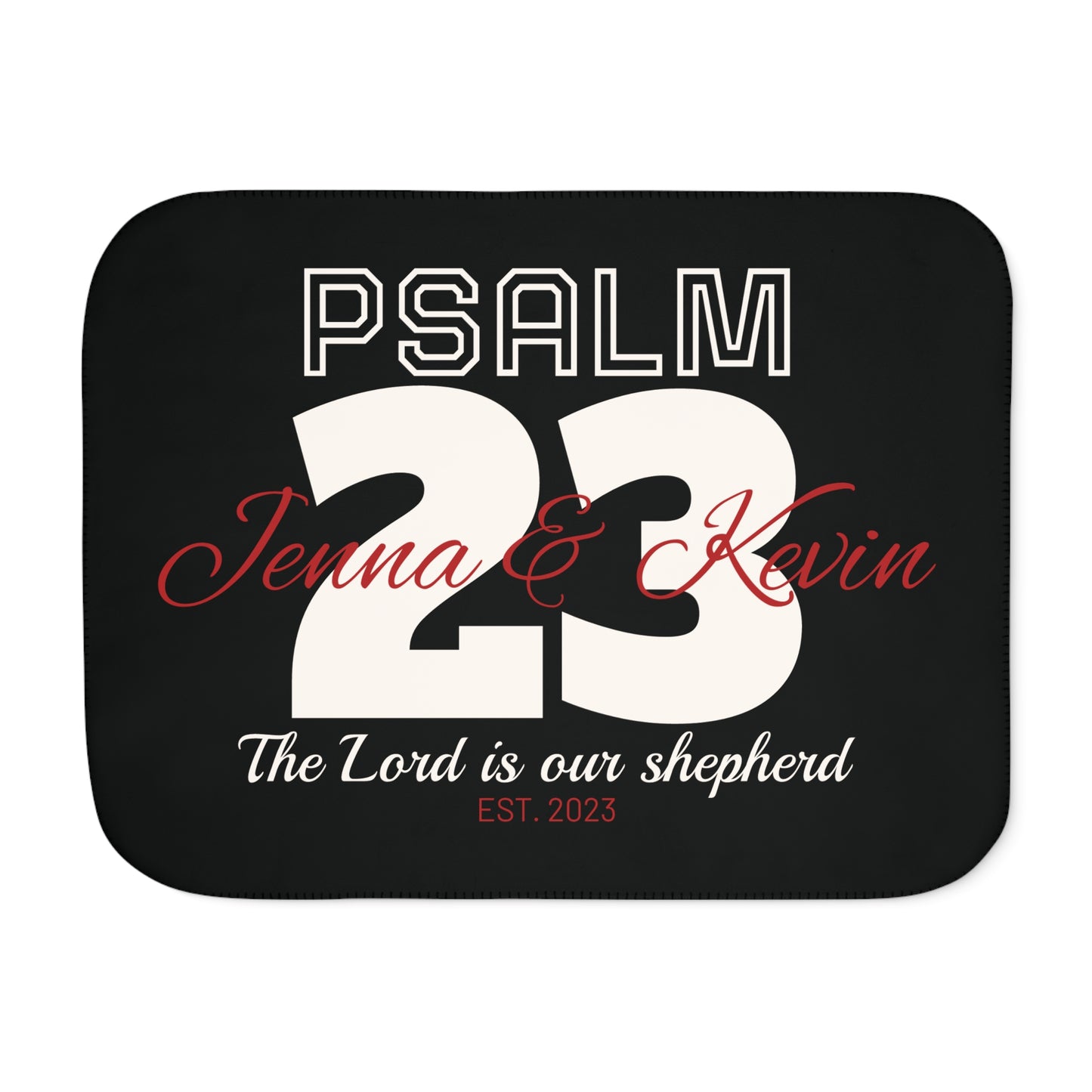 Personalized Psalm 23 Christian Wedding Sherpa Blanket – Custom Couple’s Names, Wedding Date