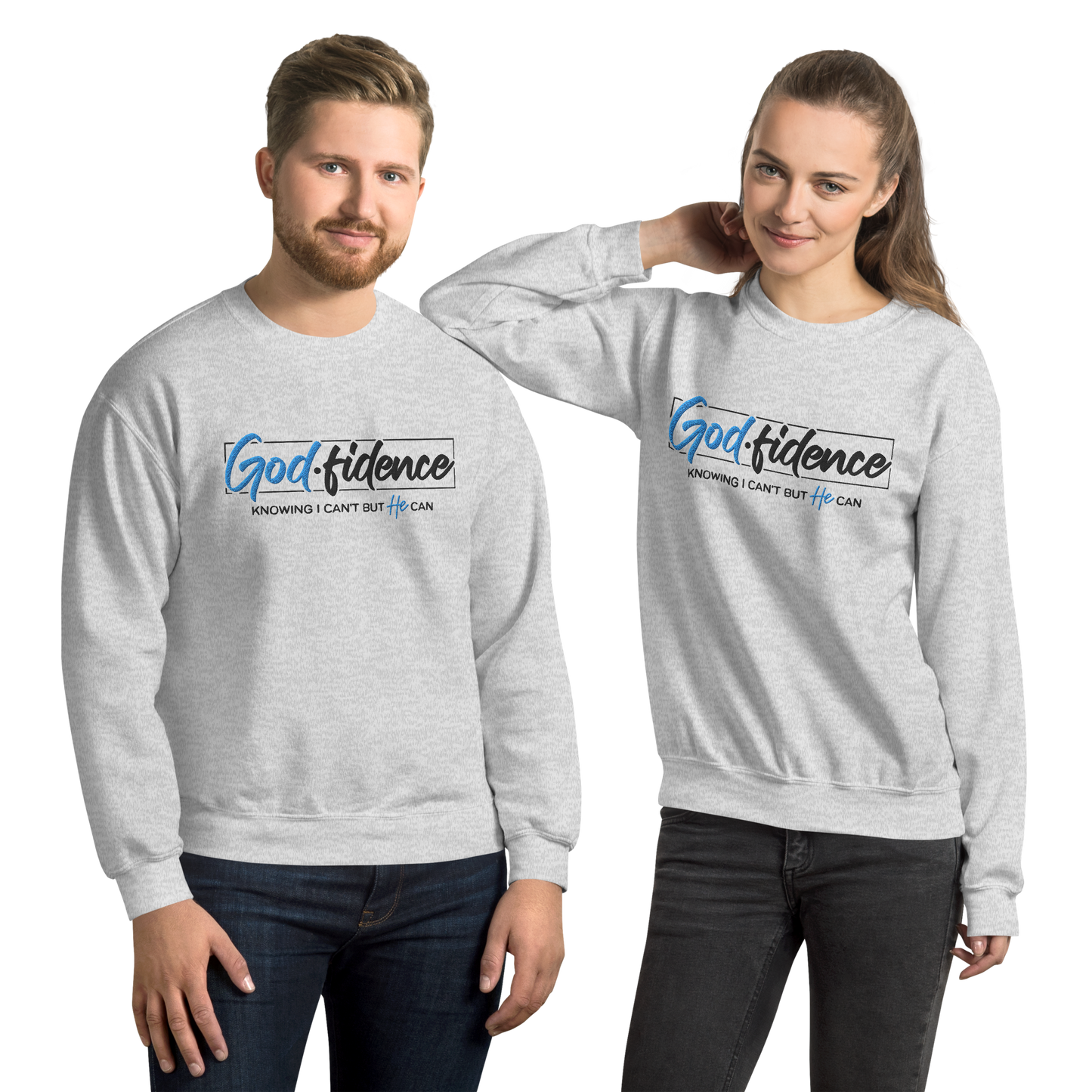 Godfidence Embroidered Sweatshirt – Knowing I Can't, But He Can