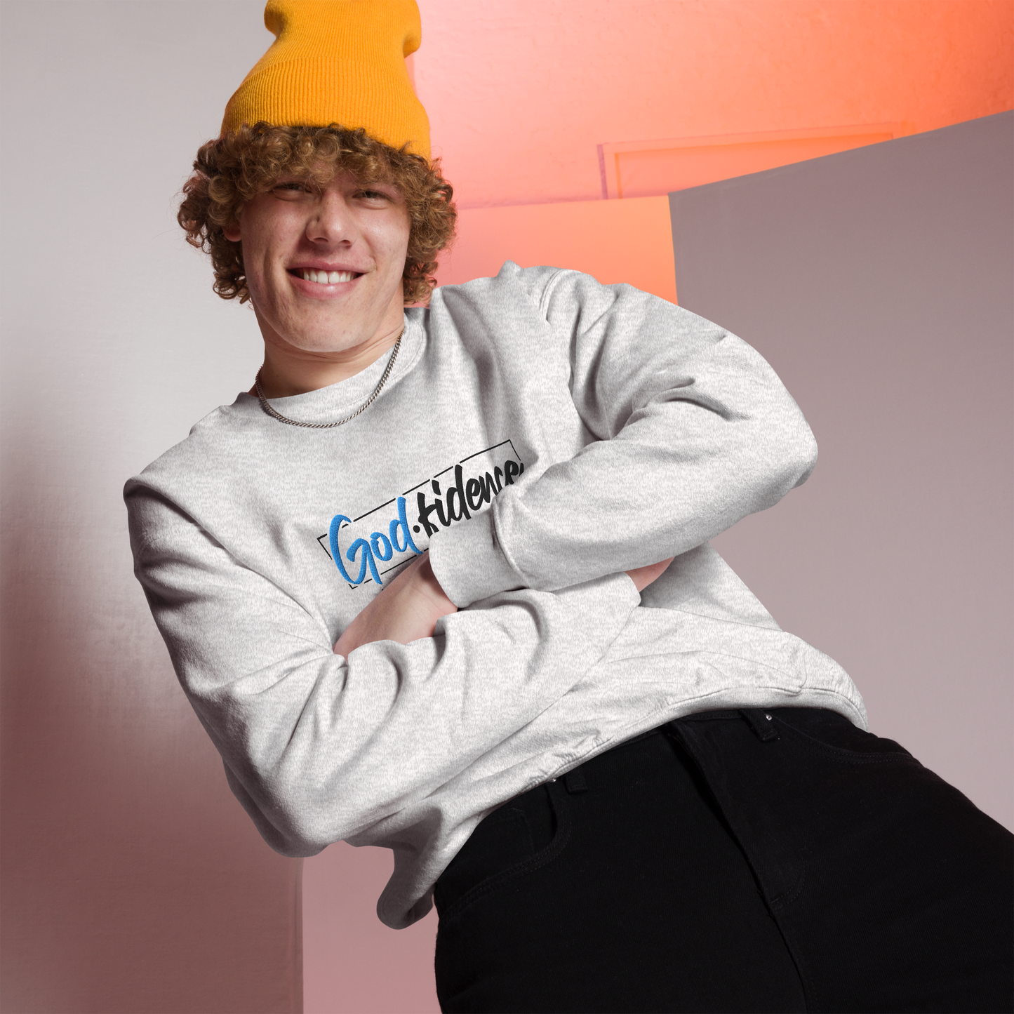 Godfidence Embroidered Sweatshirt – Knowing I Can't, But He Can