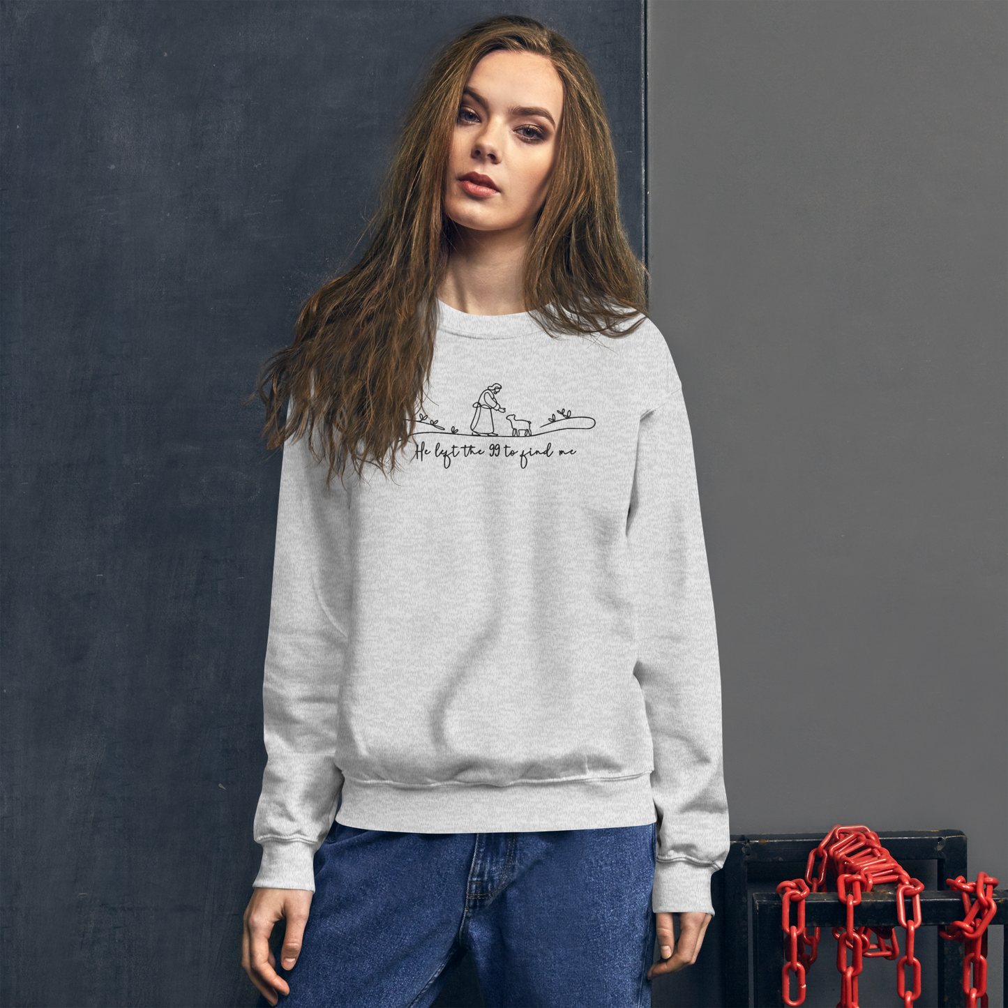 He Left the 99 to Find Me Embroidered Sweatshirt