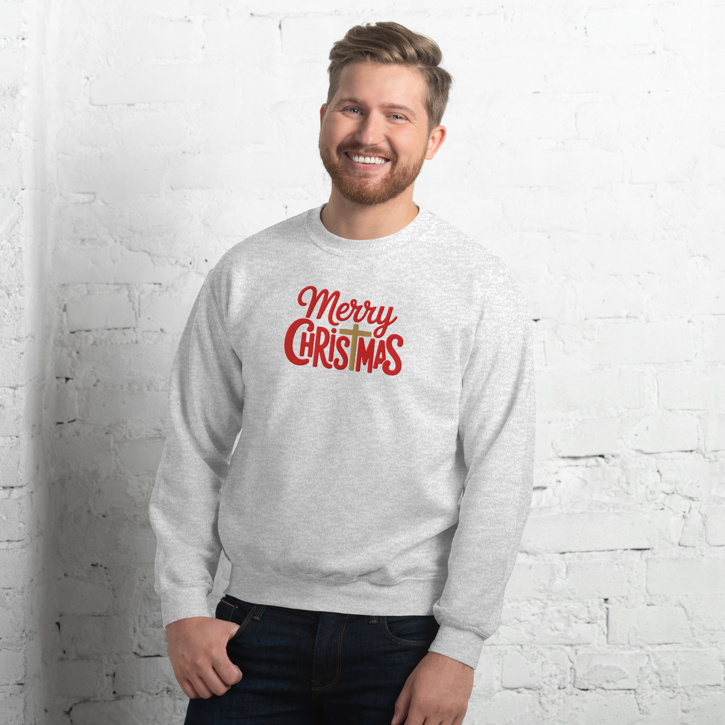 Embroidered Merry Christmas Sweatshirt