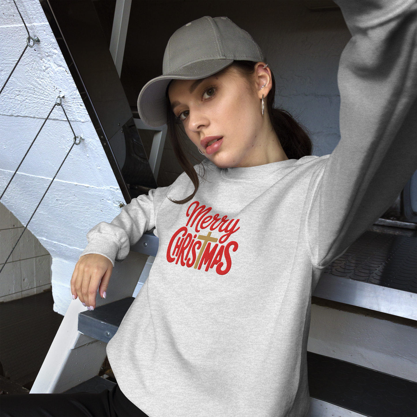 Embroidered Merry Christmas Sweatshirt