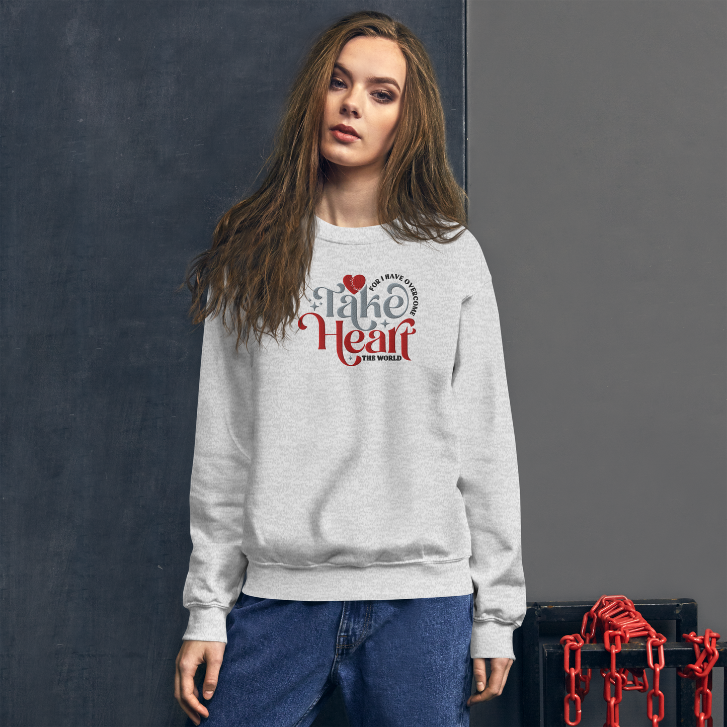 Embroidered Take Heart Sweatshirt