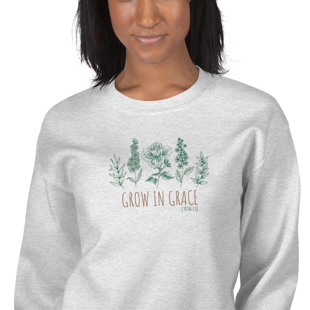 Grow in Grace Embroidered Women's Sweatshirt