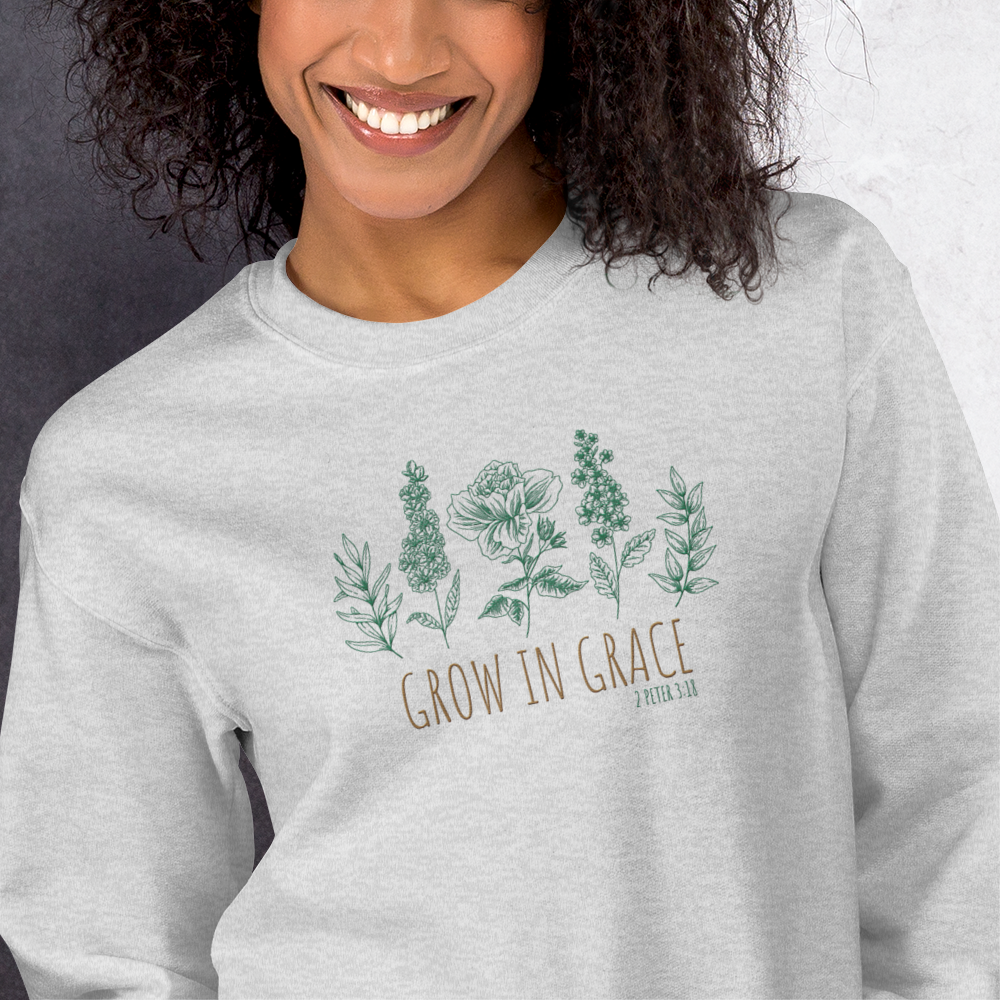 Grow in Grace Embroidered Women's Sweatshirt
