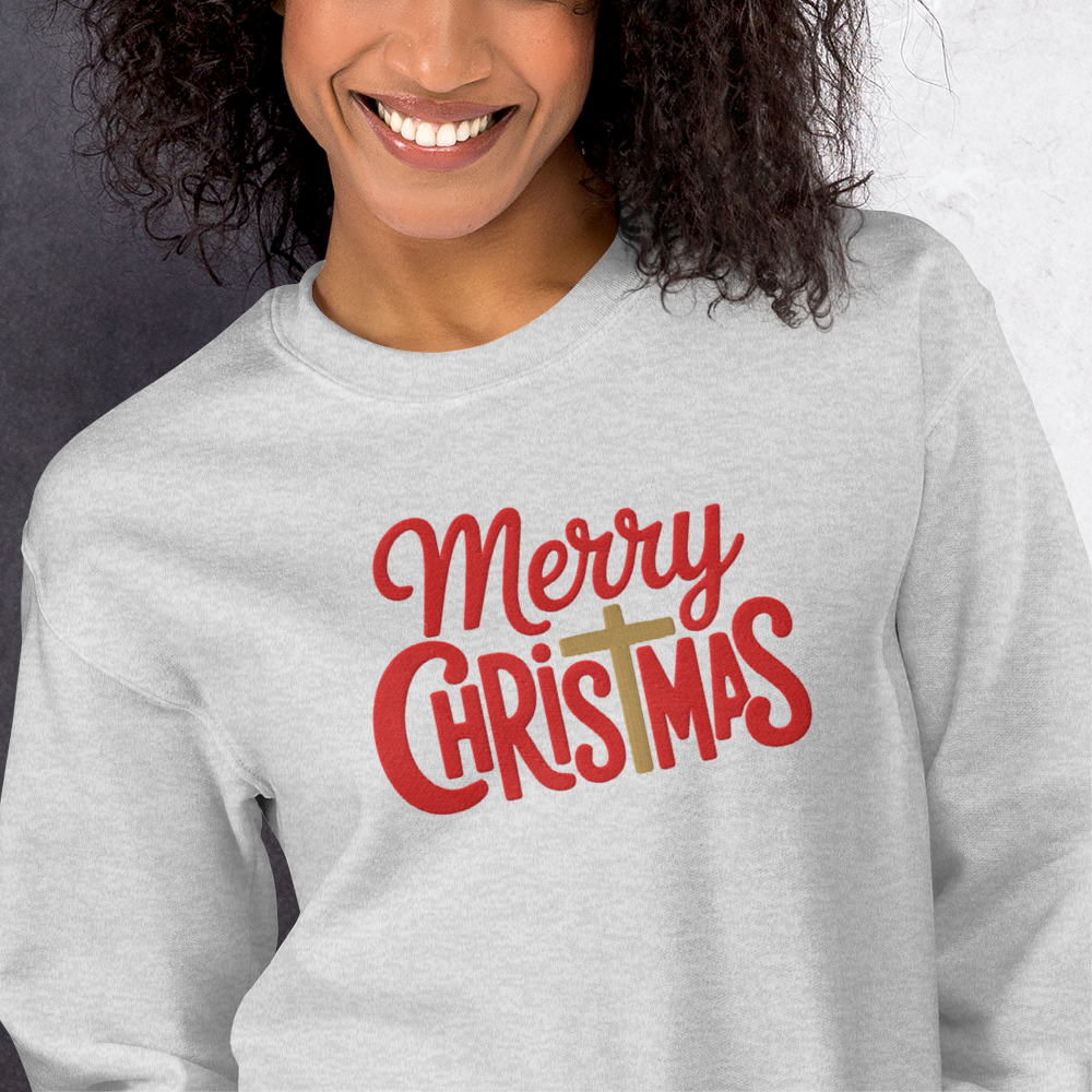 Embroidered Merry Christmas Sweatshirt