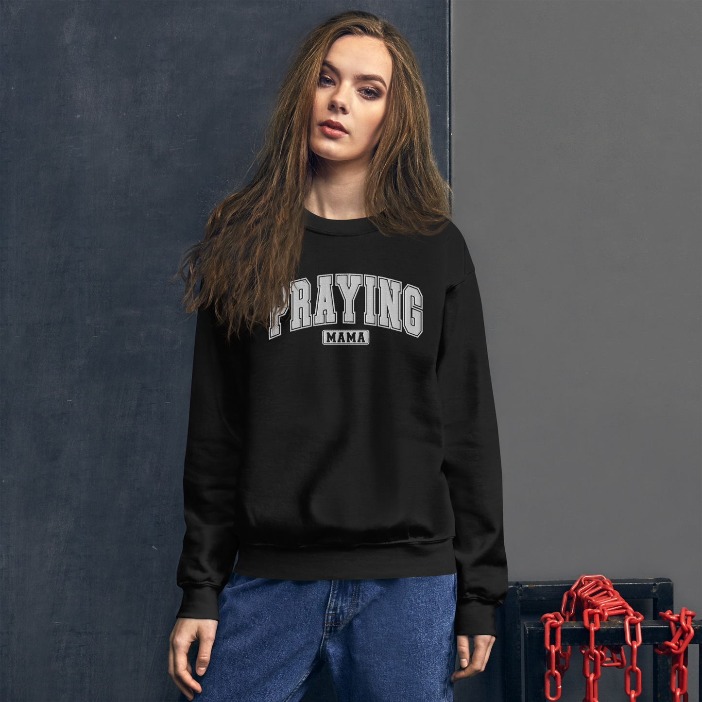 Praying Mama Embroidered Sweatshirt