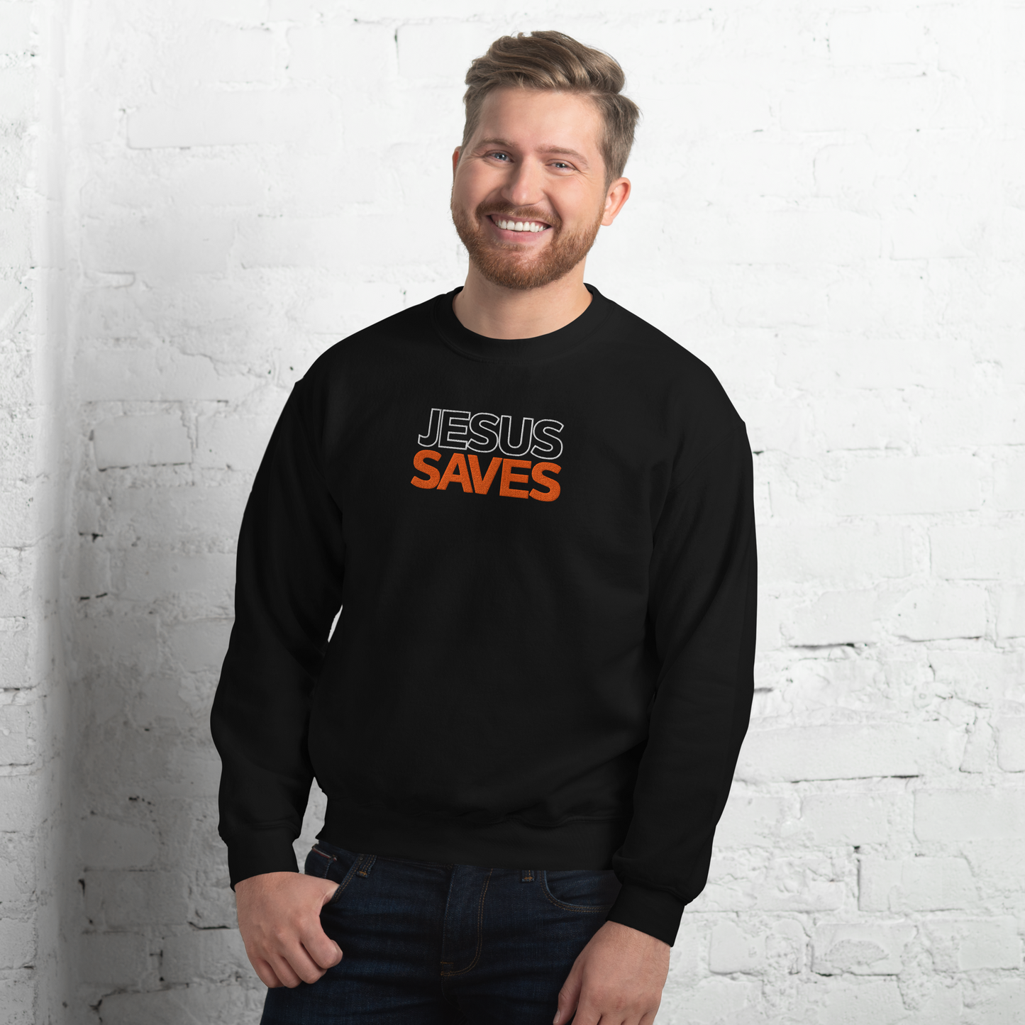 Embroidered Jesus Saves Sweatshirt