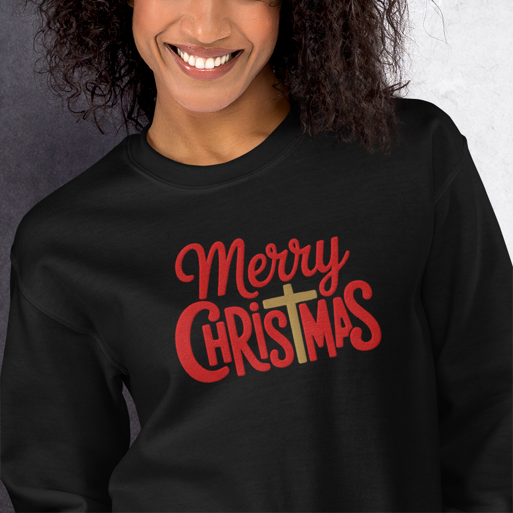 Embroidered Merry Christmas Sweatshirt