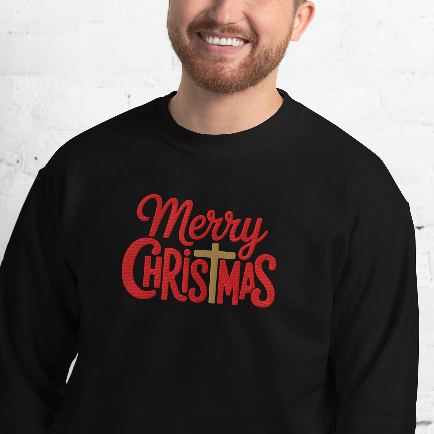 Embroidered Merry Christmas Sweatshirt