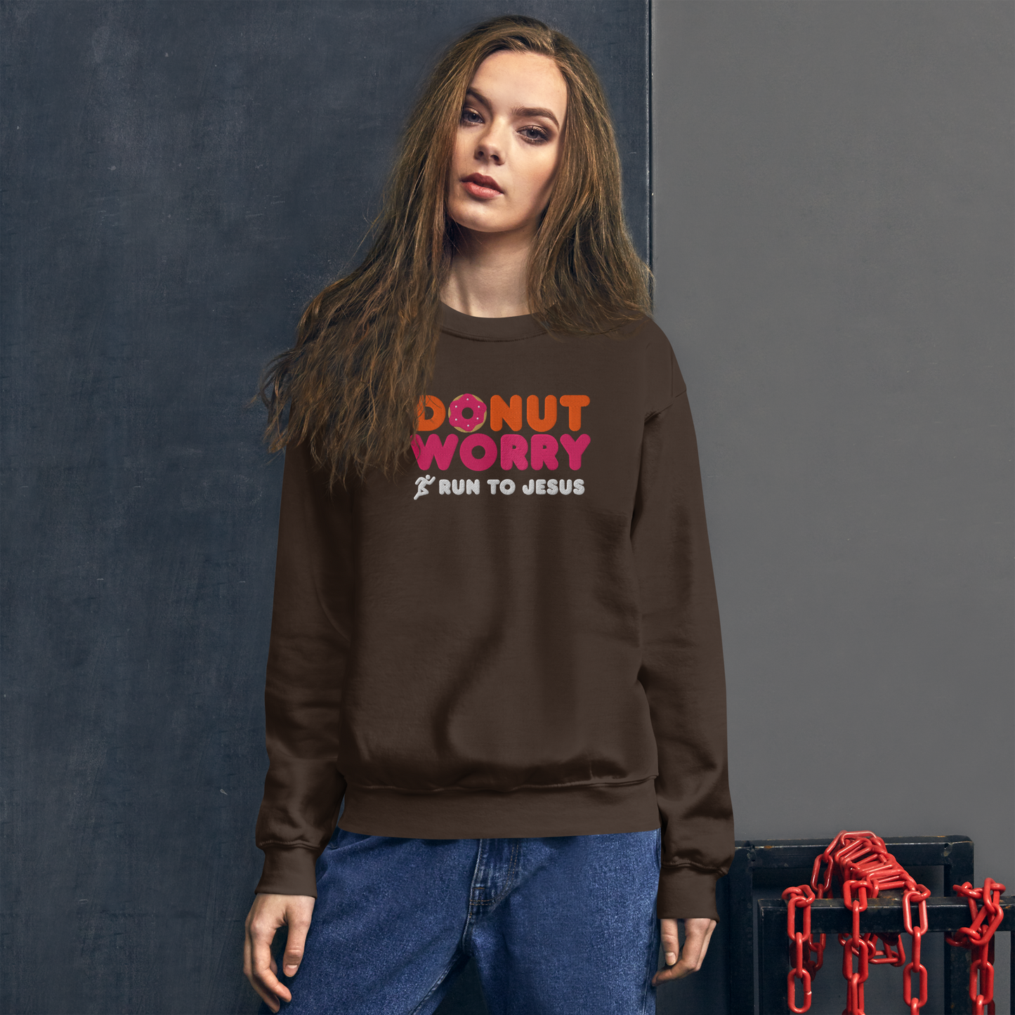 Embroidered Run To Jesus Sweatshirt