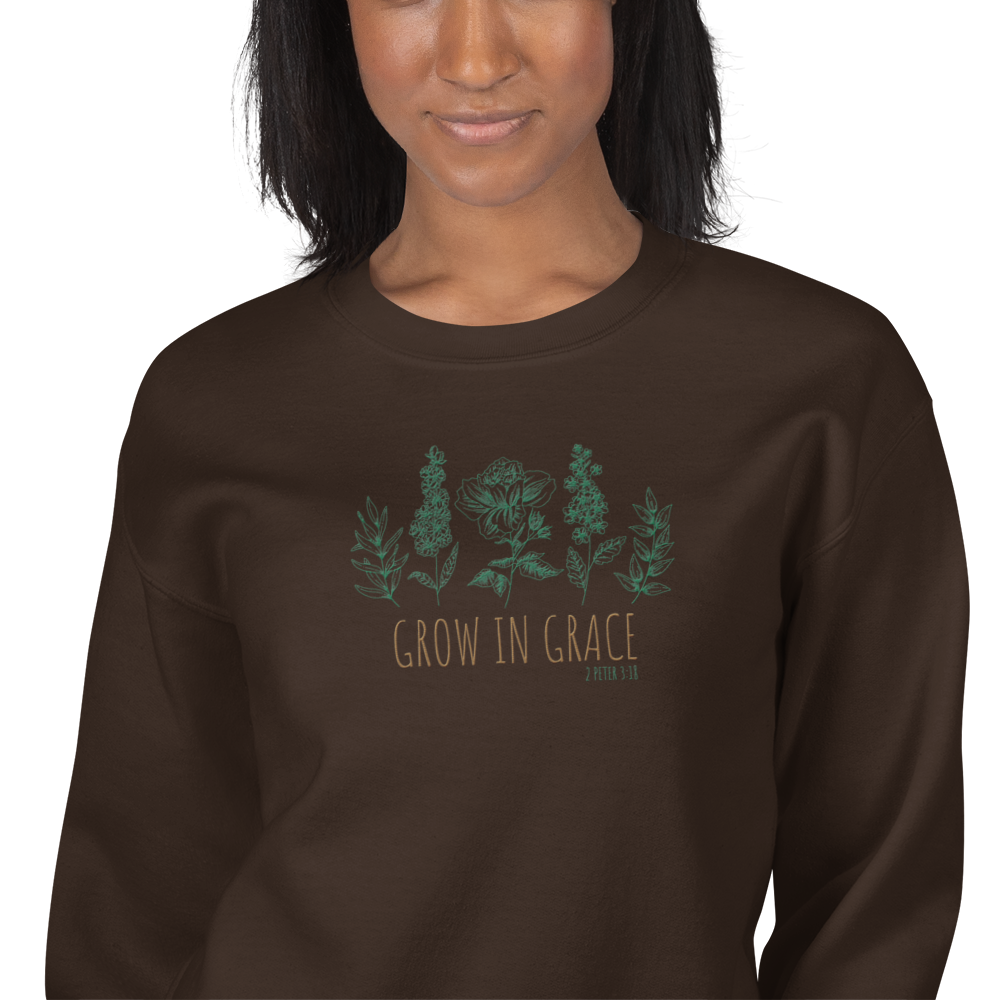 Grow in Grace Embroidered Women's Sweatshirt