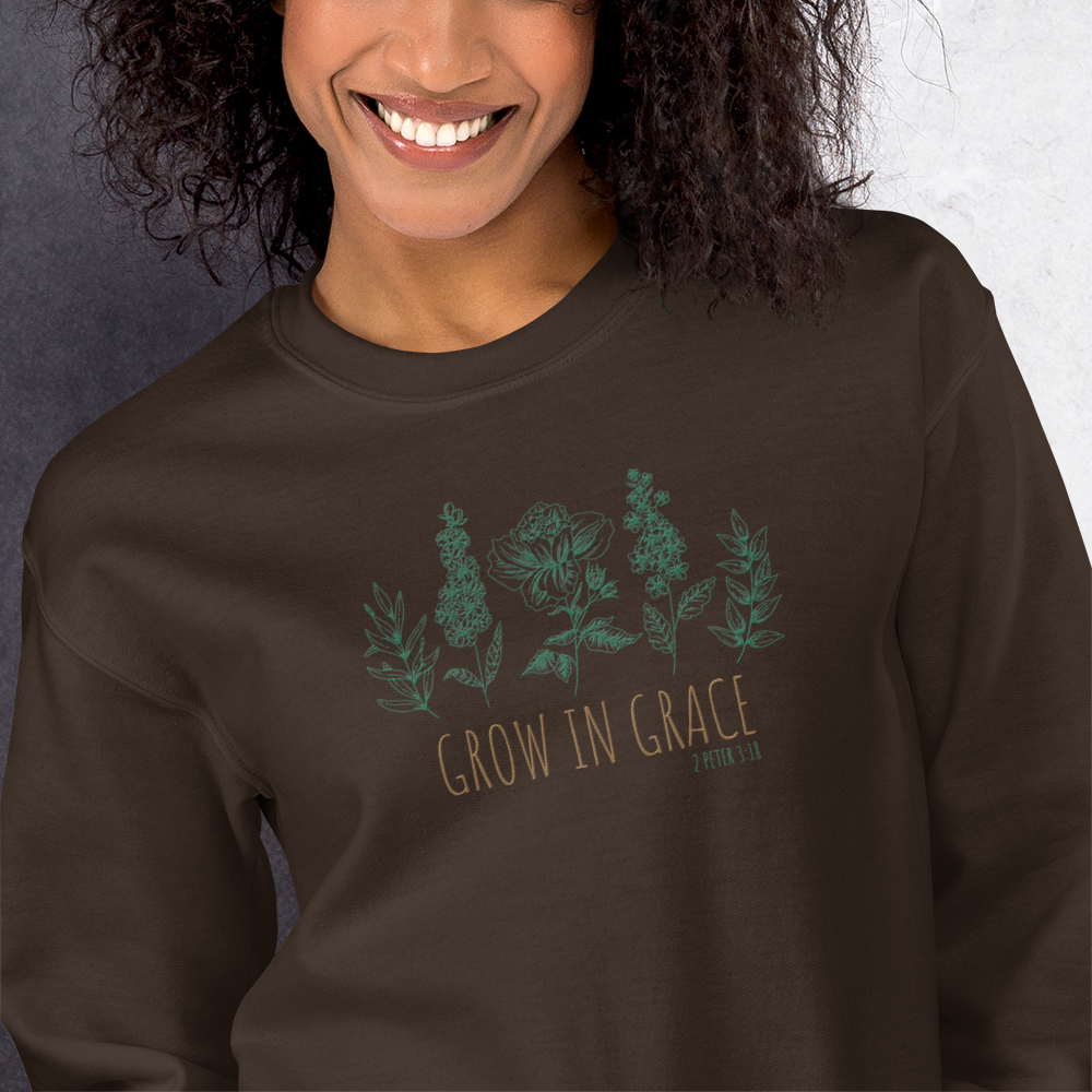 Grow in Grace Embroidered Women's Sweatshirt