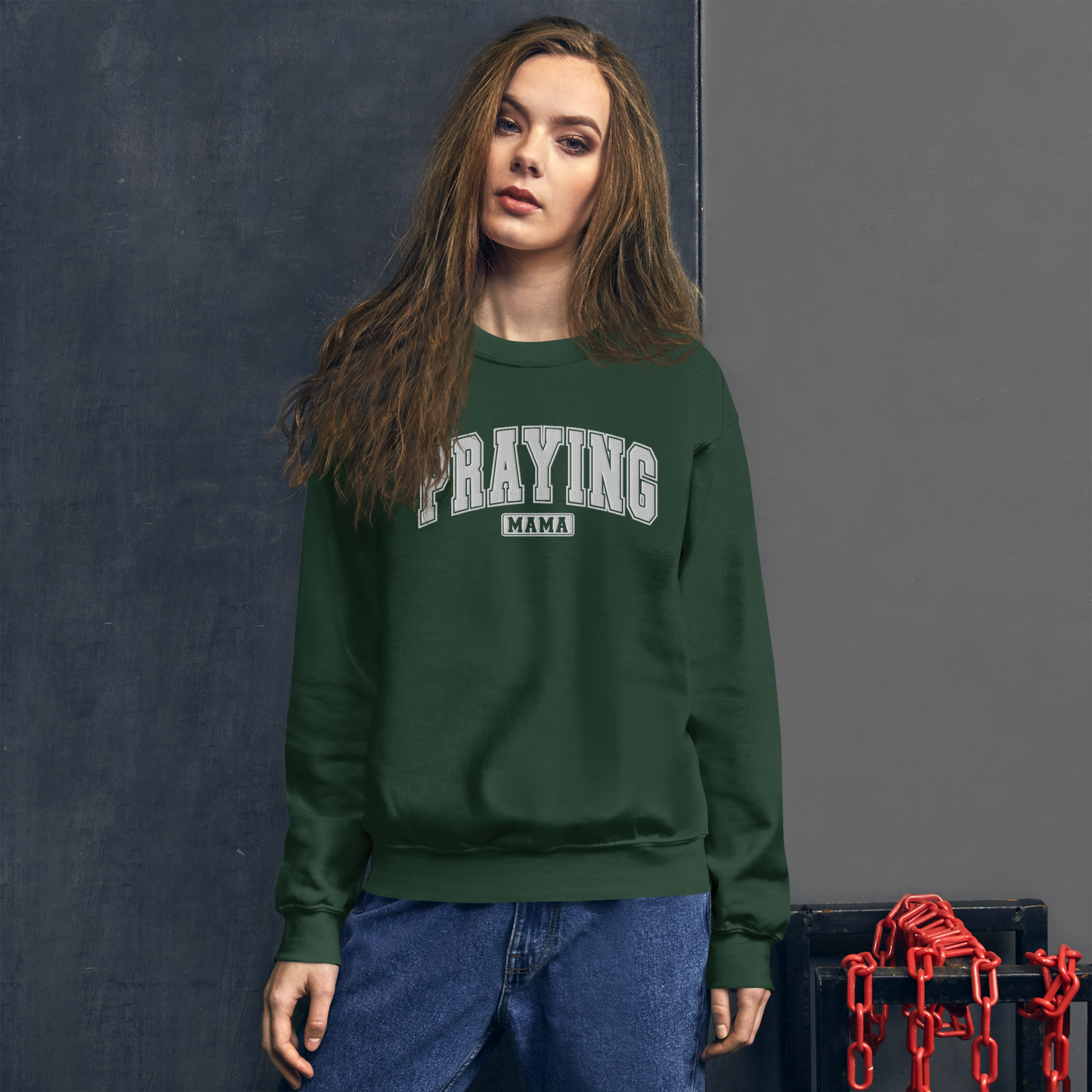 Praying Mama Embroidered Sweatshirt