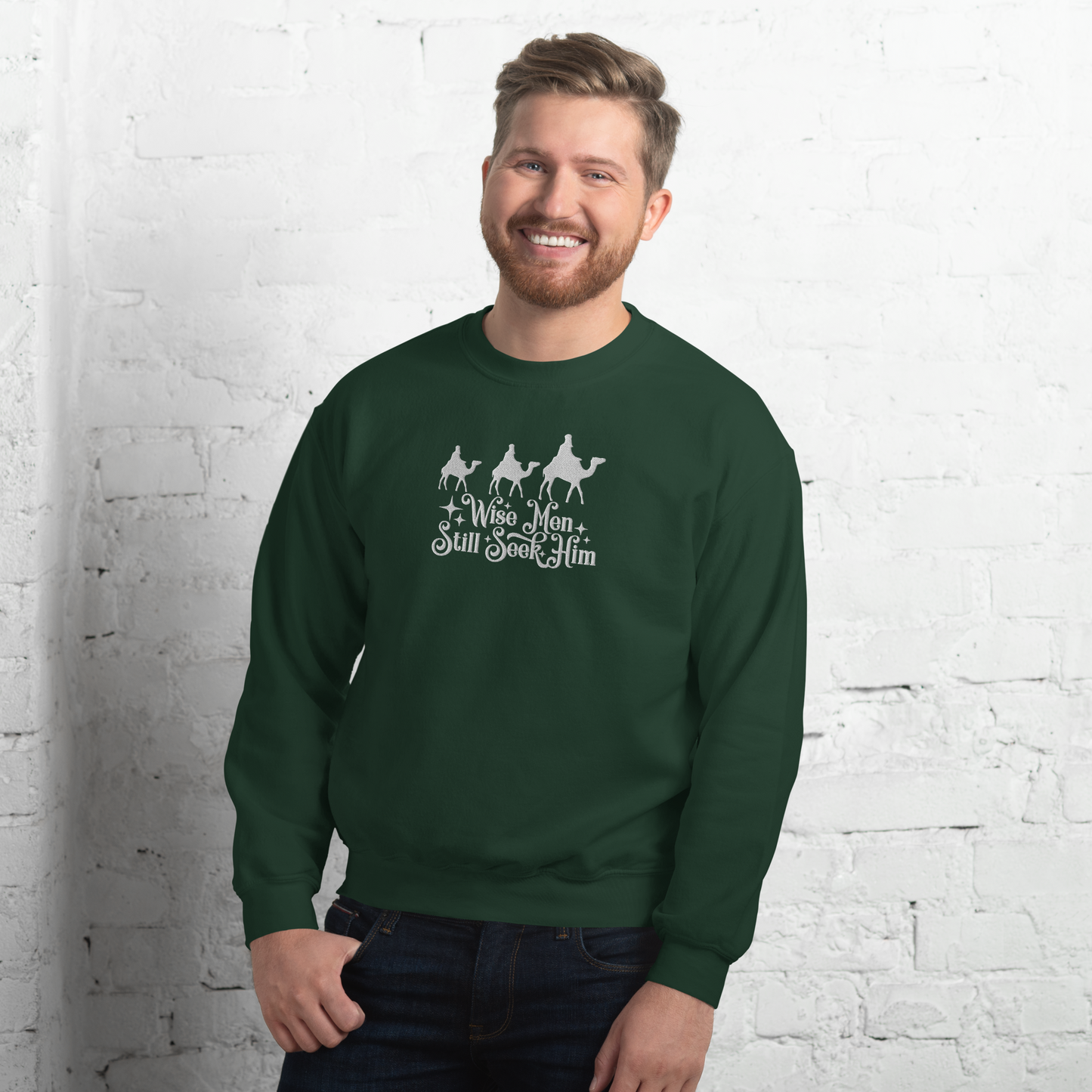 Embroidered Wise Men Still Seek Him Sweatshirt