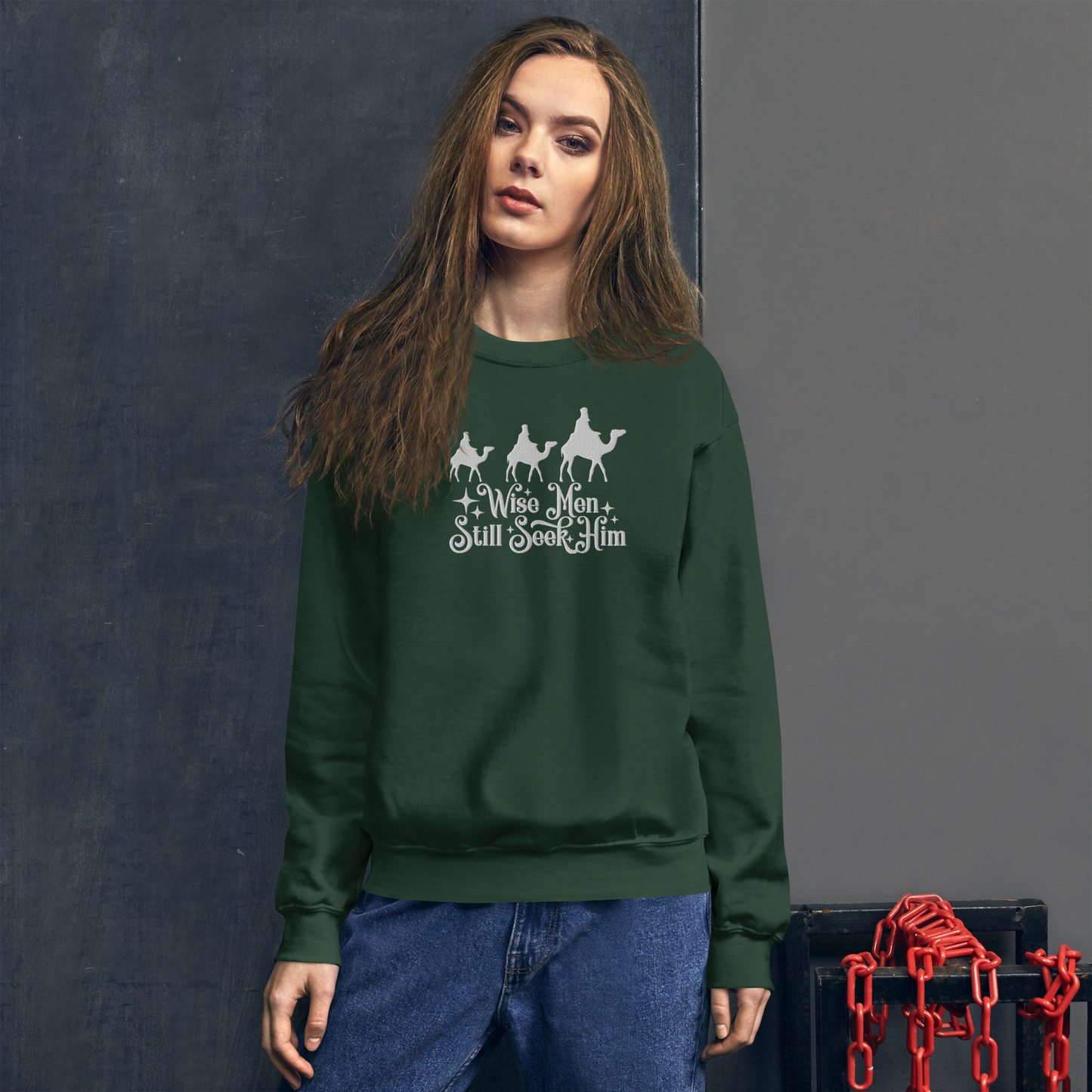 Embroidered Wise Men Still Seek Him Sweatshirt