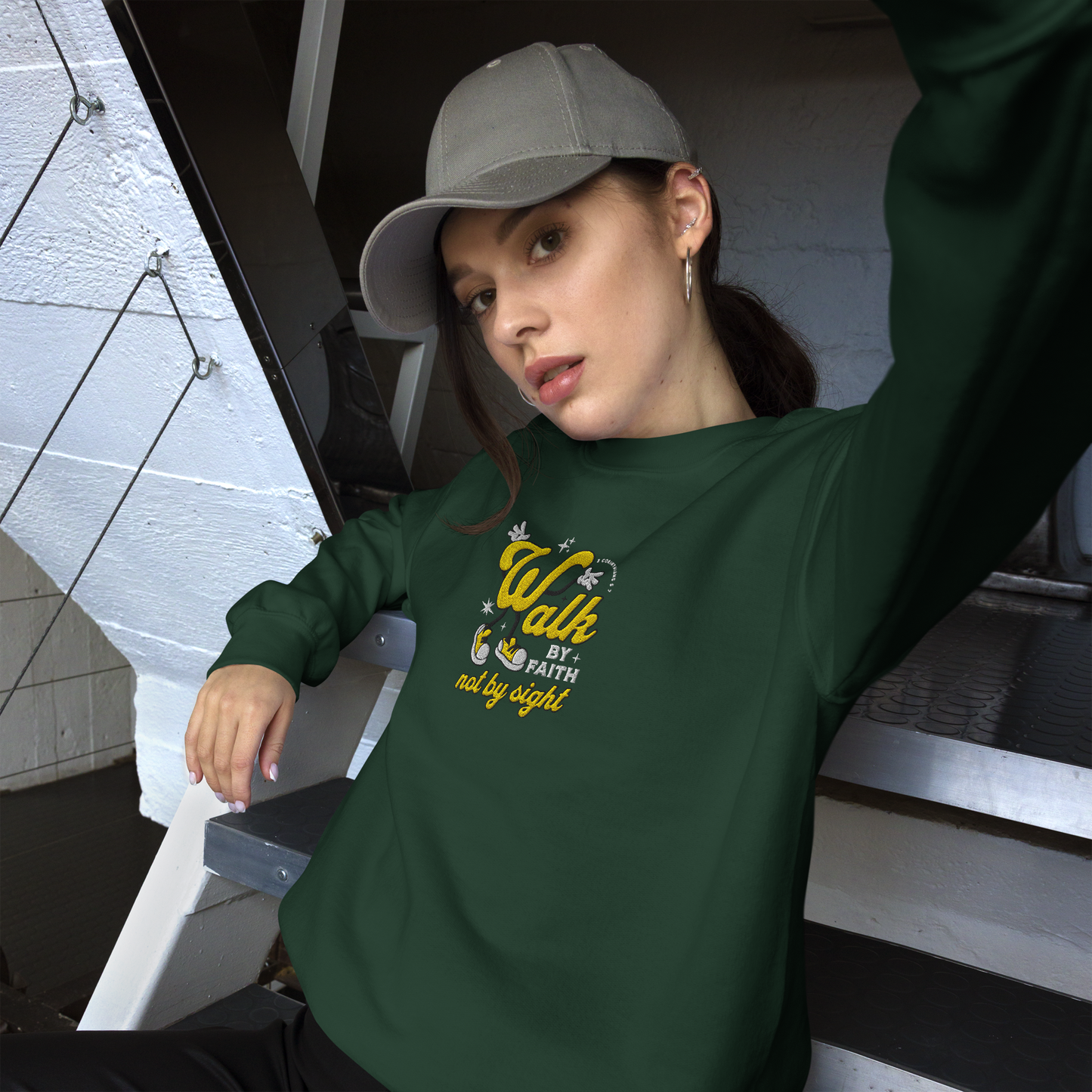 Embroidered Walk By Faith Sweatshirt
