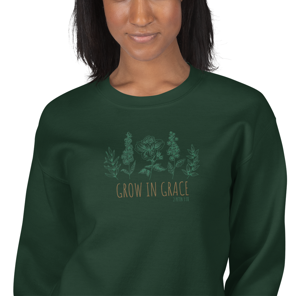 Grow in Grace Embroidered Women's Sweatshirt