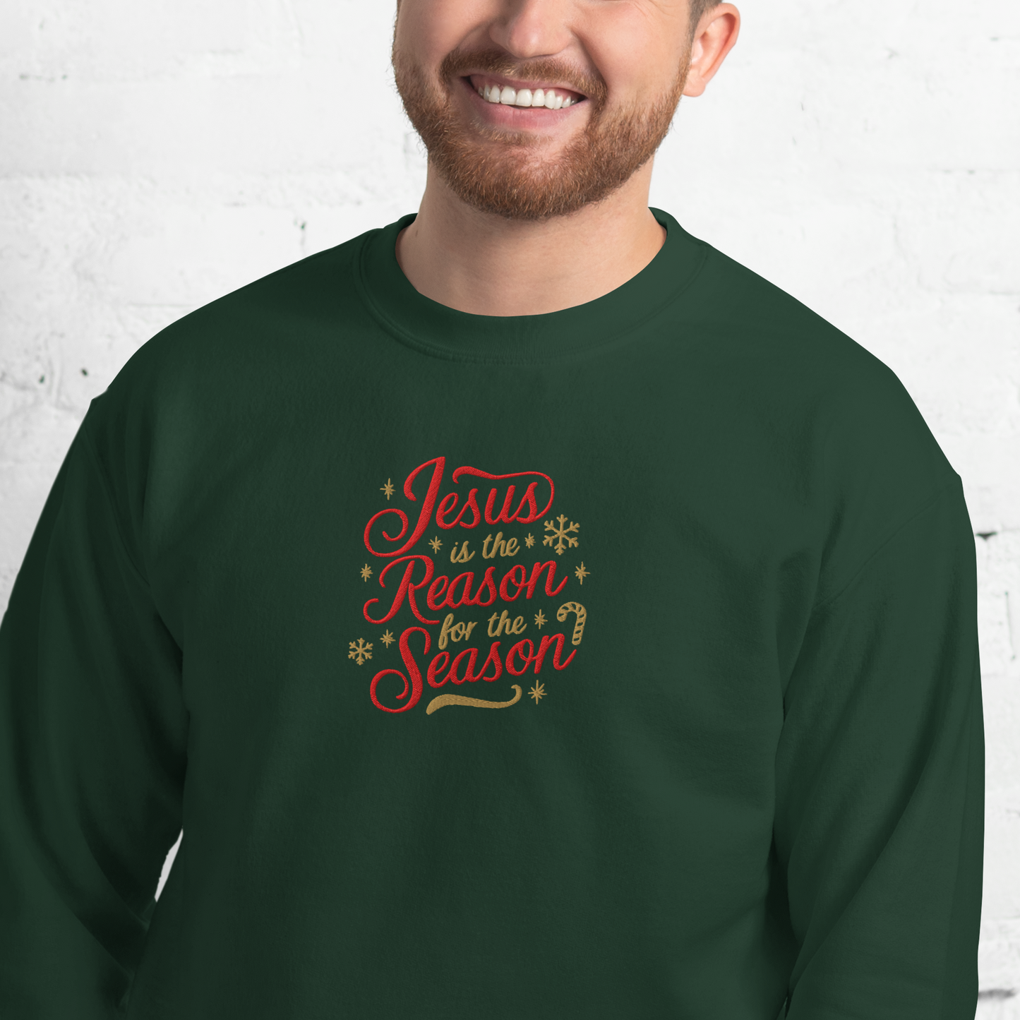 Embroidered Jesus is The Reason for The Season Sweatshirt