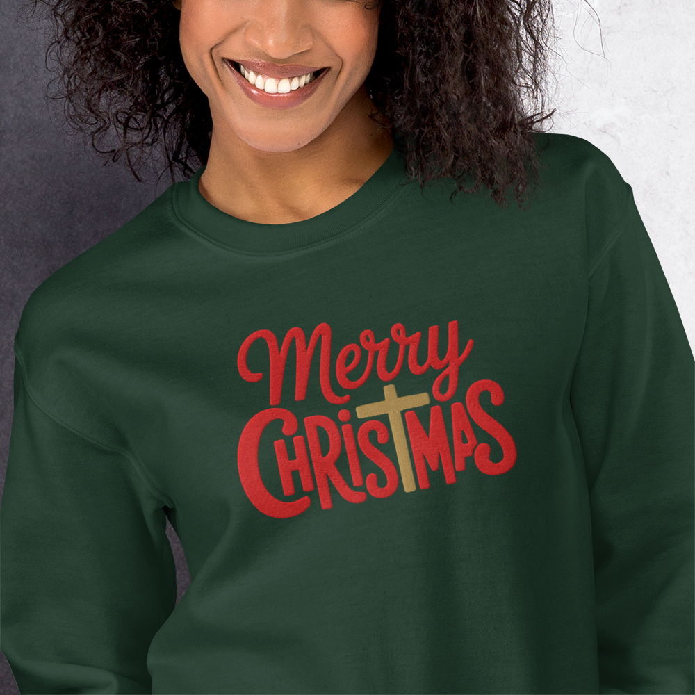 Embroidered Merry Christmas Sweatshirt