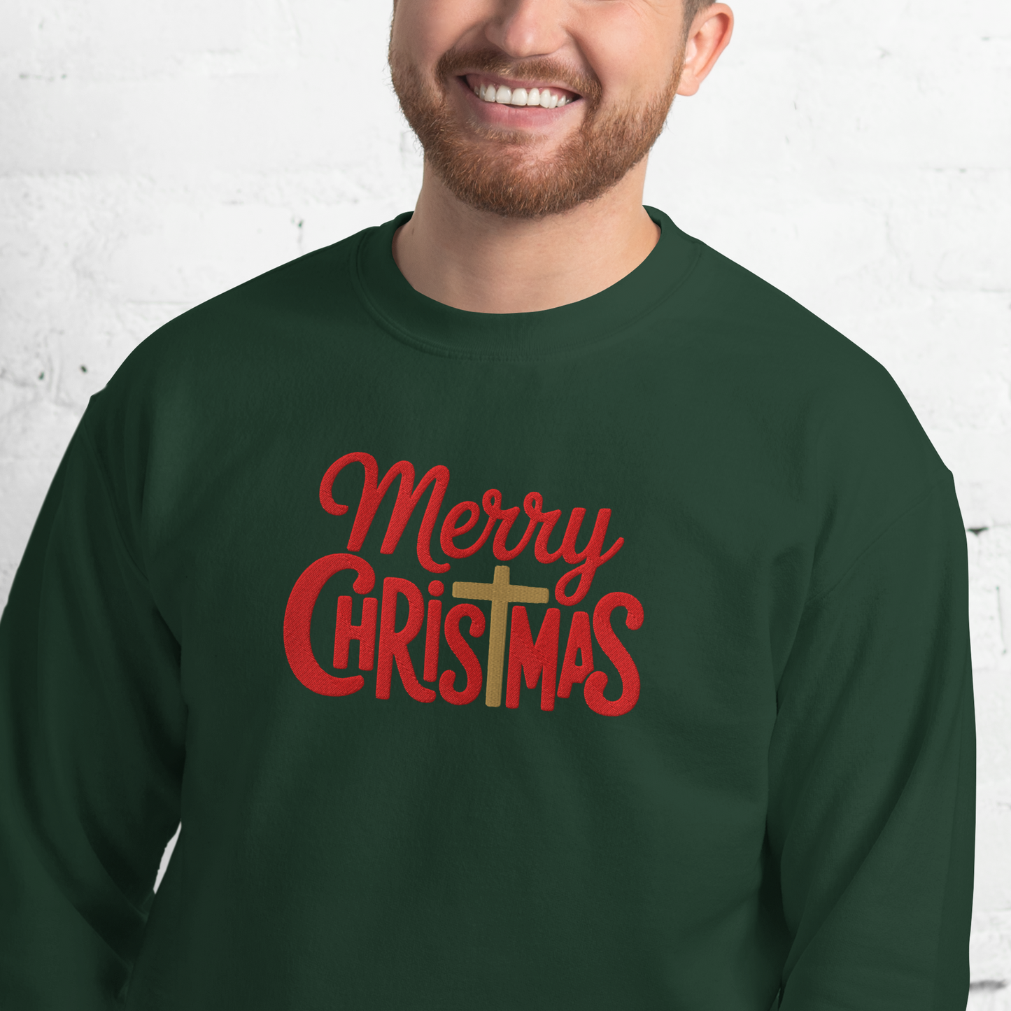 Embroidered Merry Christmas Sweatshirt