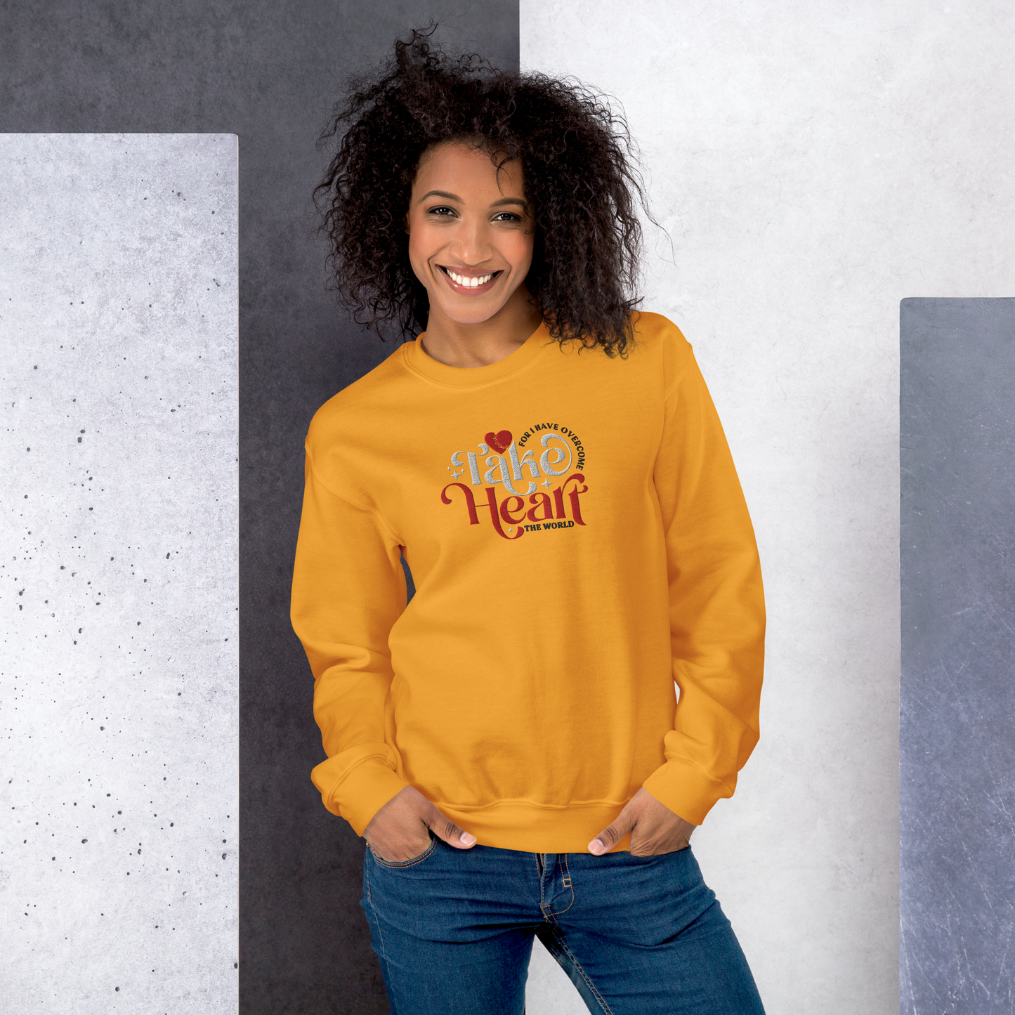 Embroidered Take Heart Sweatshirt