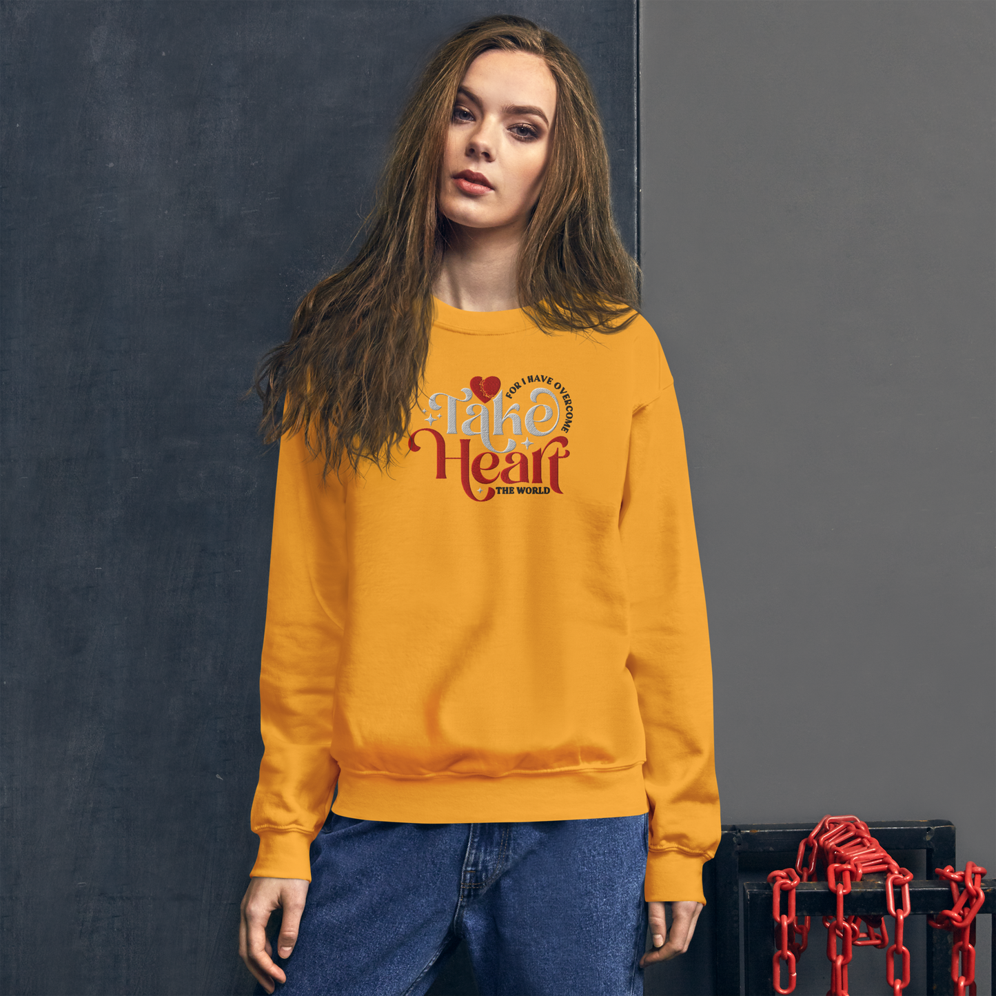 Embroidered Take Heart Sweatshirt