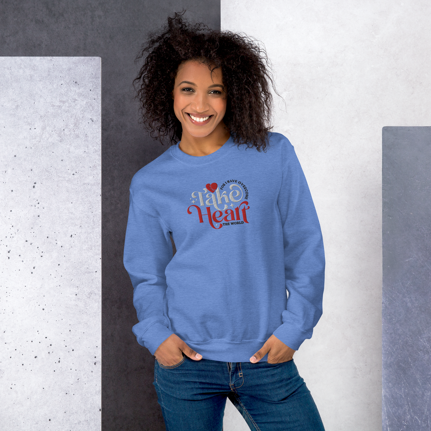 Embroidered Take Heart Sweatshirt