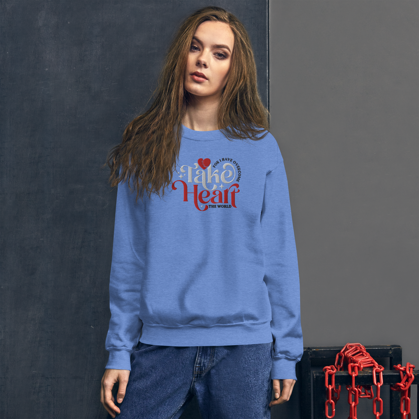 Embroidered Take Heart Sweatshirt