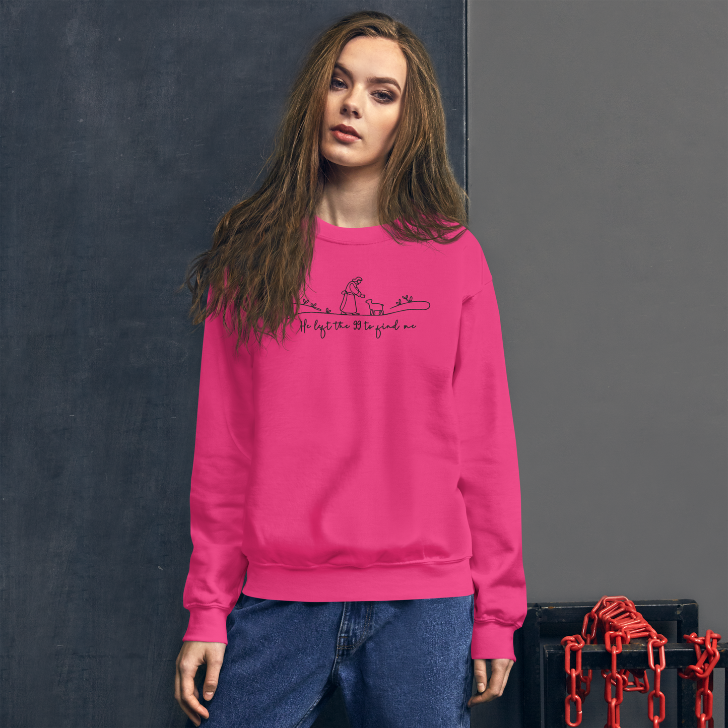 He Left the 99 to Find Me Embroidered Sweatshirt