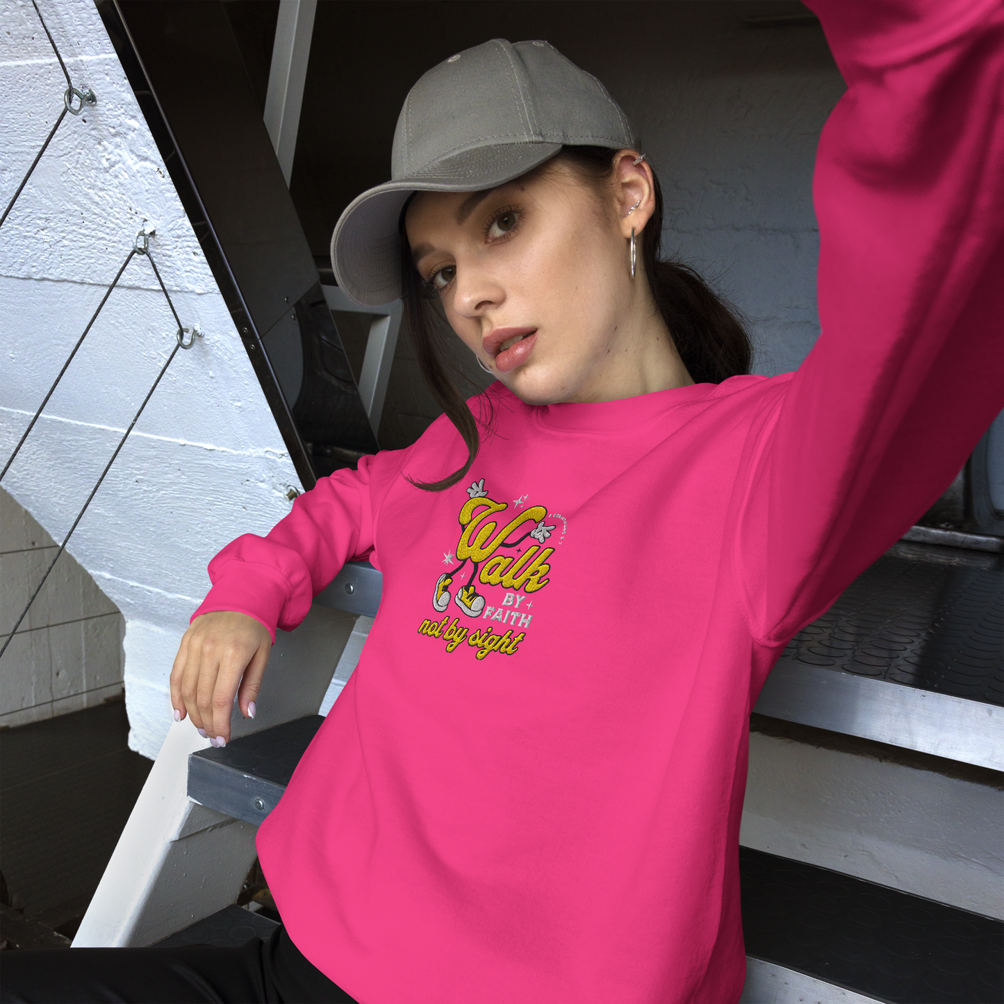 Embroidered Walk By Faith Sweatshirt