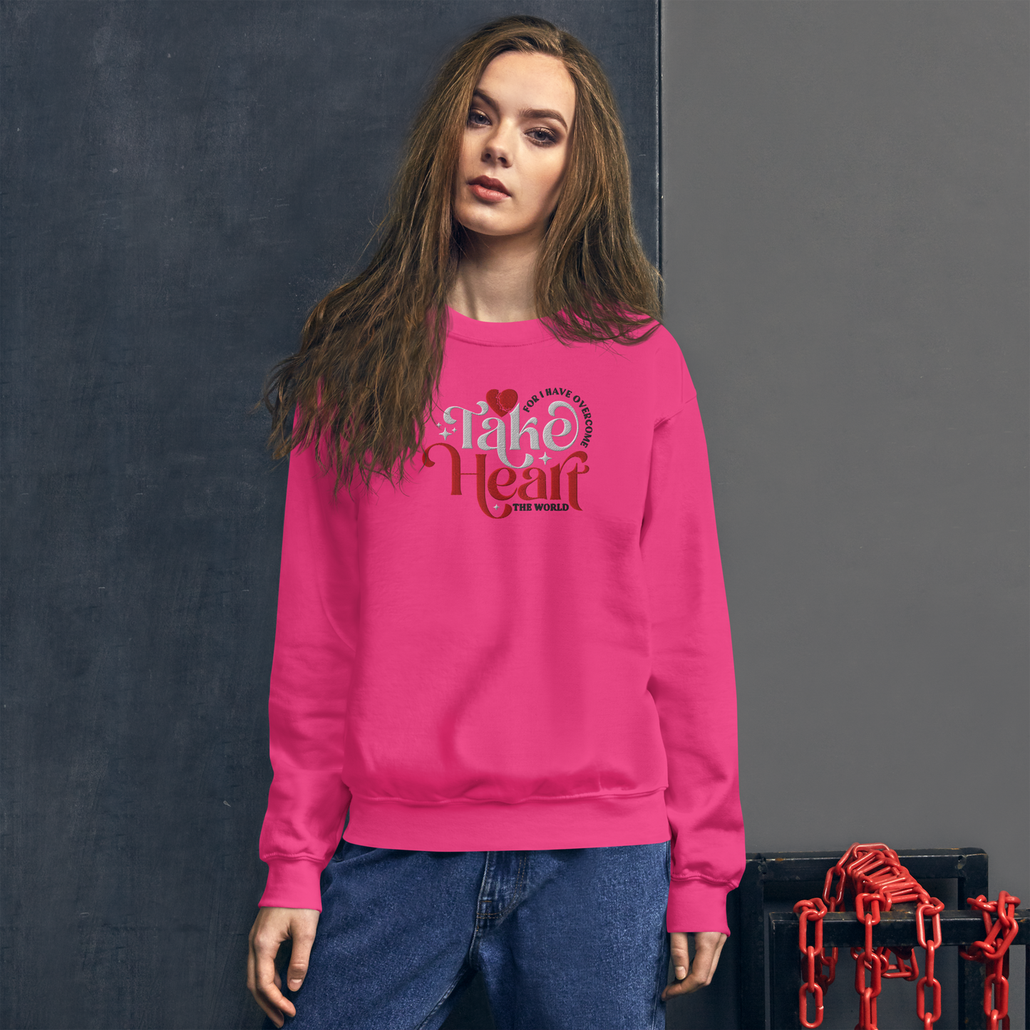 Embroidered Take Heart Sweatshirt