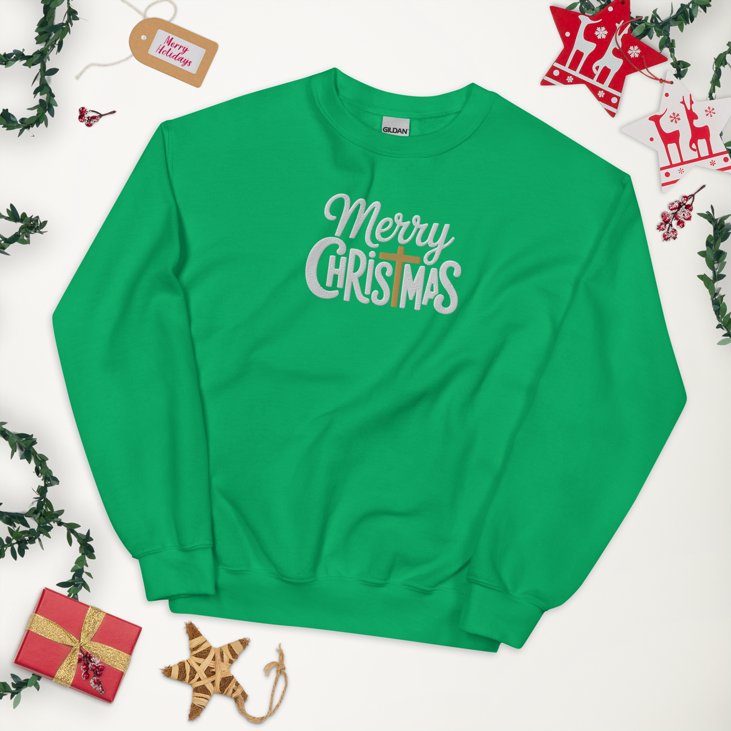 Embroidered Merry Christmas Sweatshirt