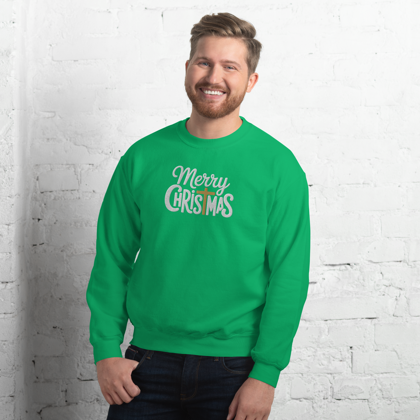 Embroidered Merry Christmas Sweatshirt