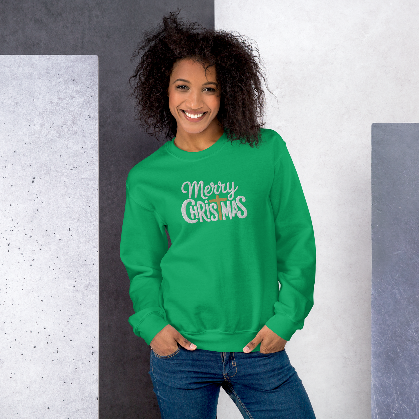 Embroidered Merry Christmas Sweatshirt