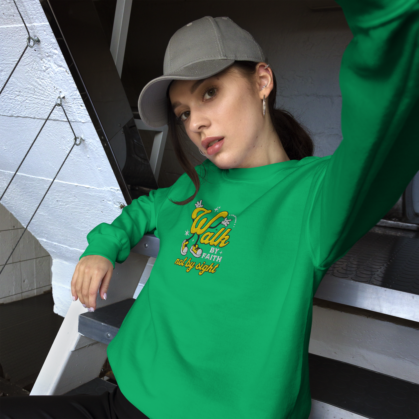 Embroidered Walk By Faith Sweatshirt