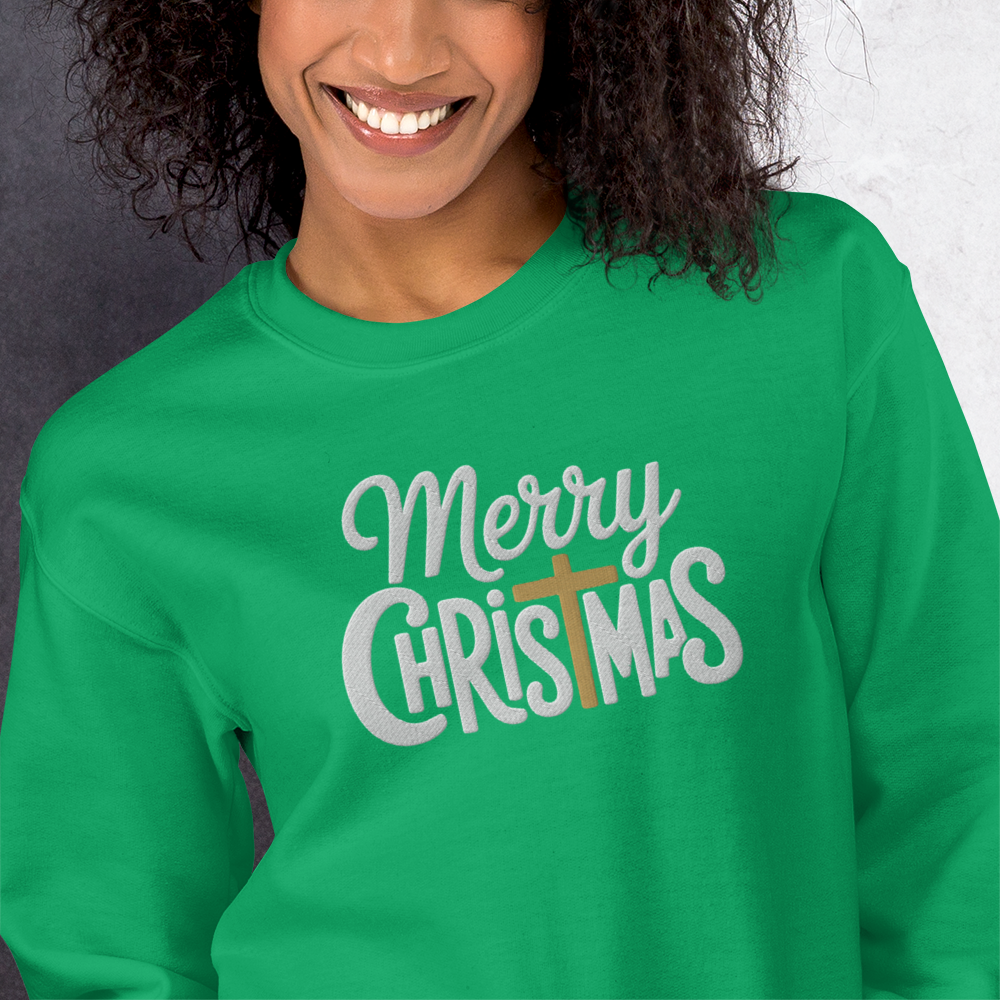 Embroidered Merry Christmas Sweatshirt