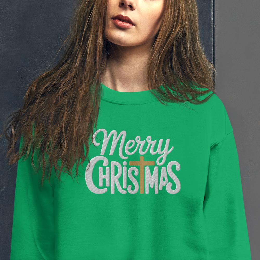 Embroidered Merry Christmas Sweatshirt