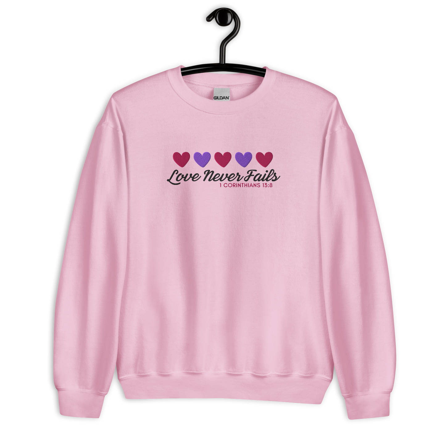 Love Never Fails Embroidered Women's Sweatshirt