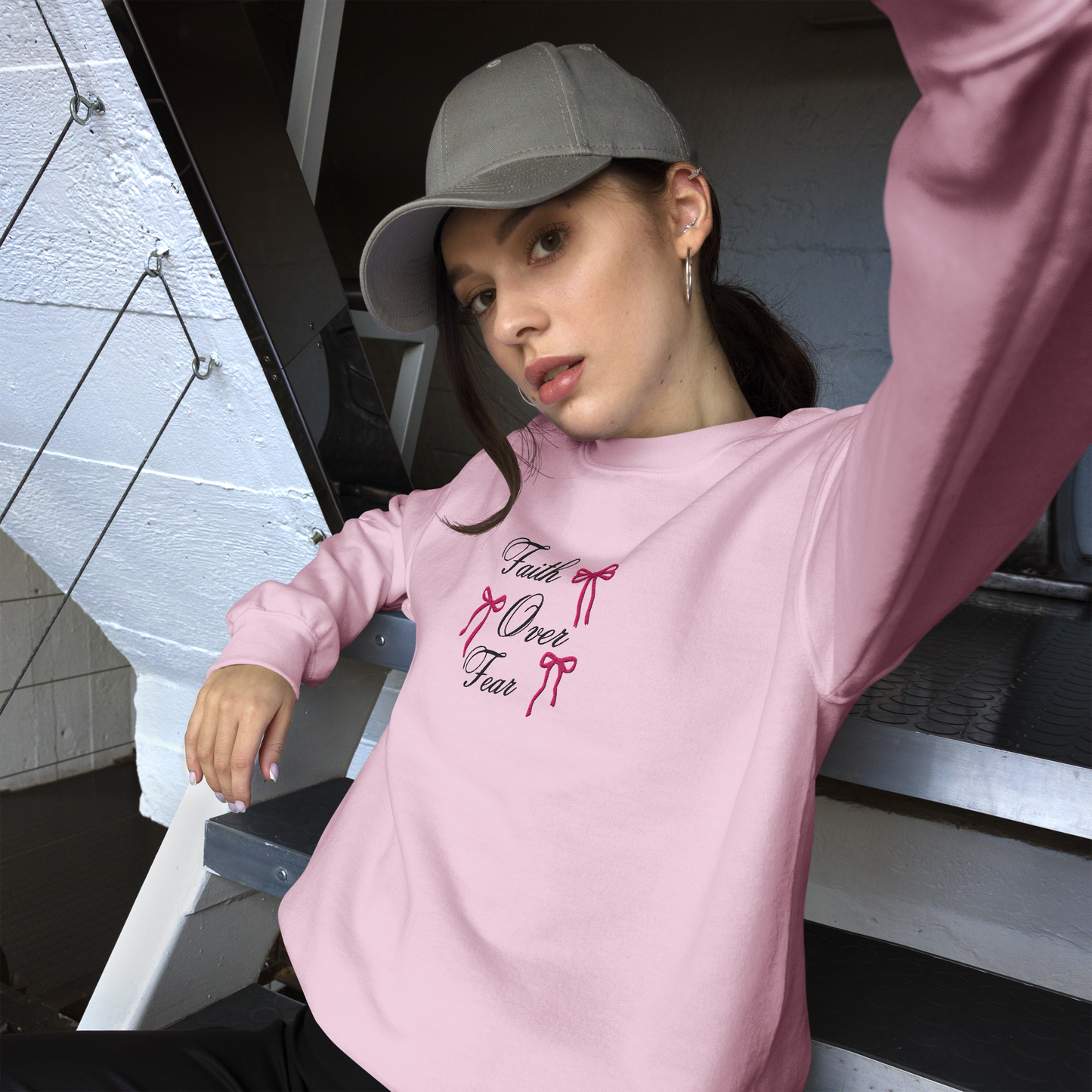 Embroidered Faith Over Fear Sweatshirt