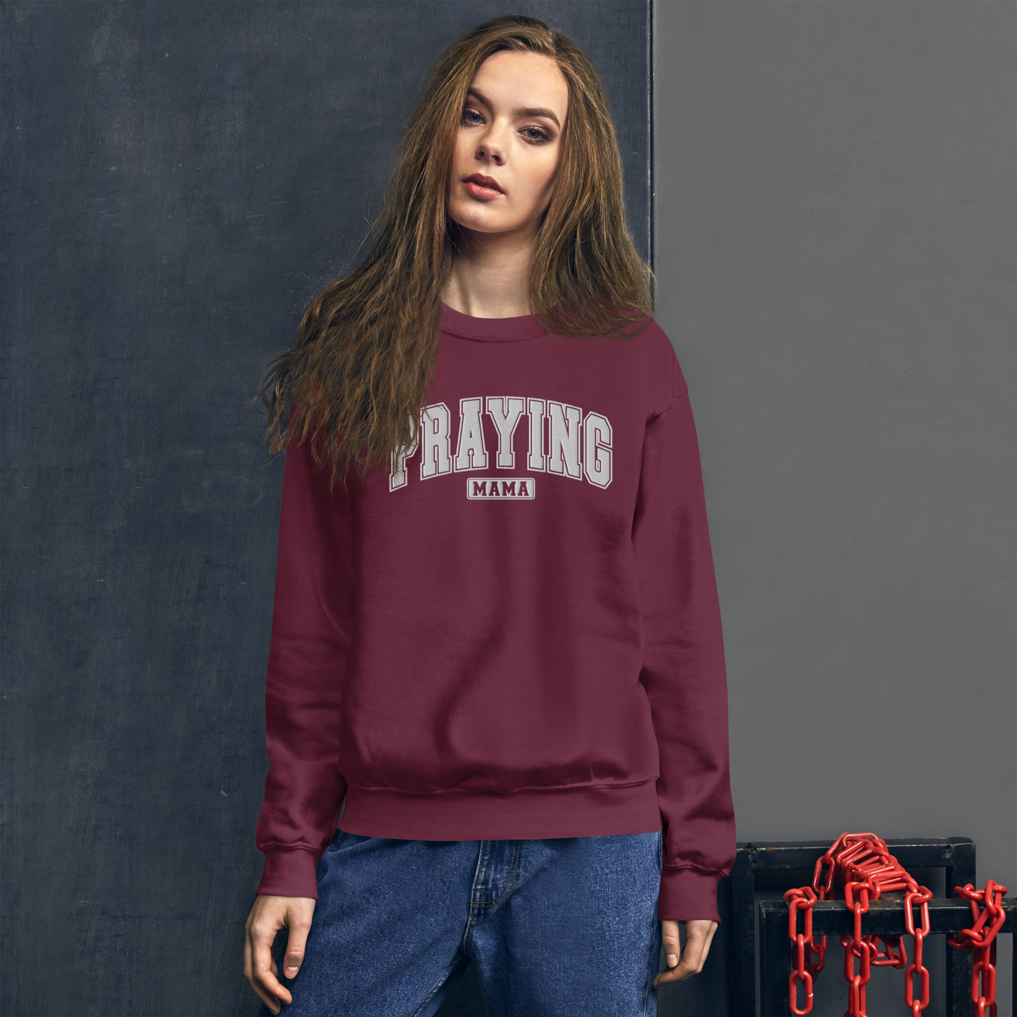 Praying Mama Embroidered Sweatshirt