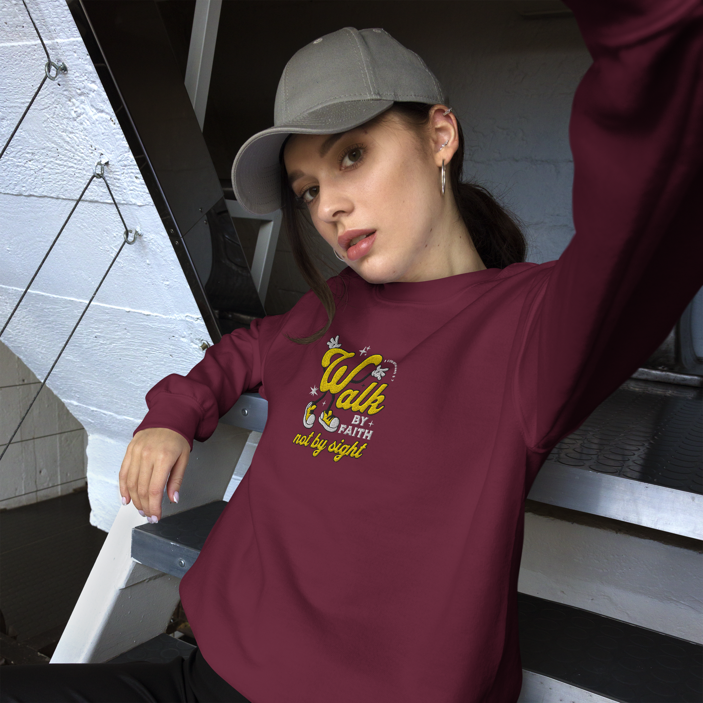 Embroidered Walk By Faith Sweatshirt