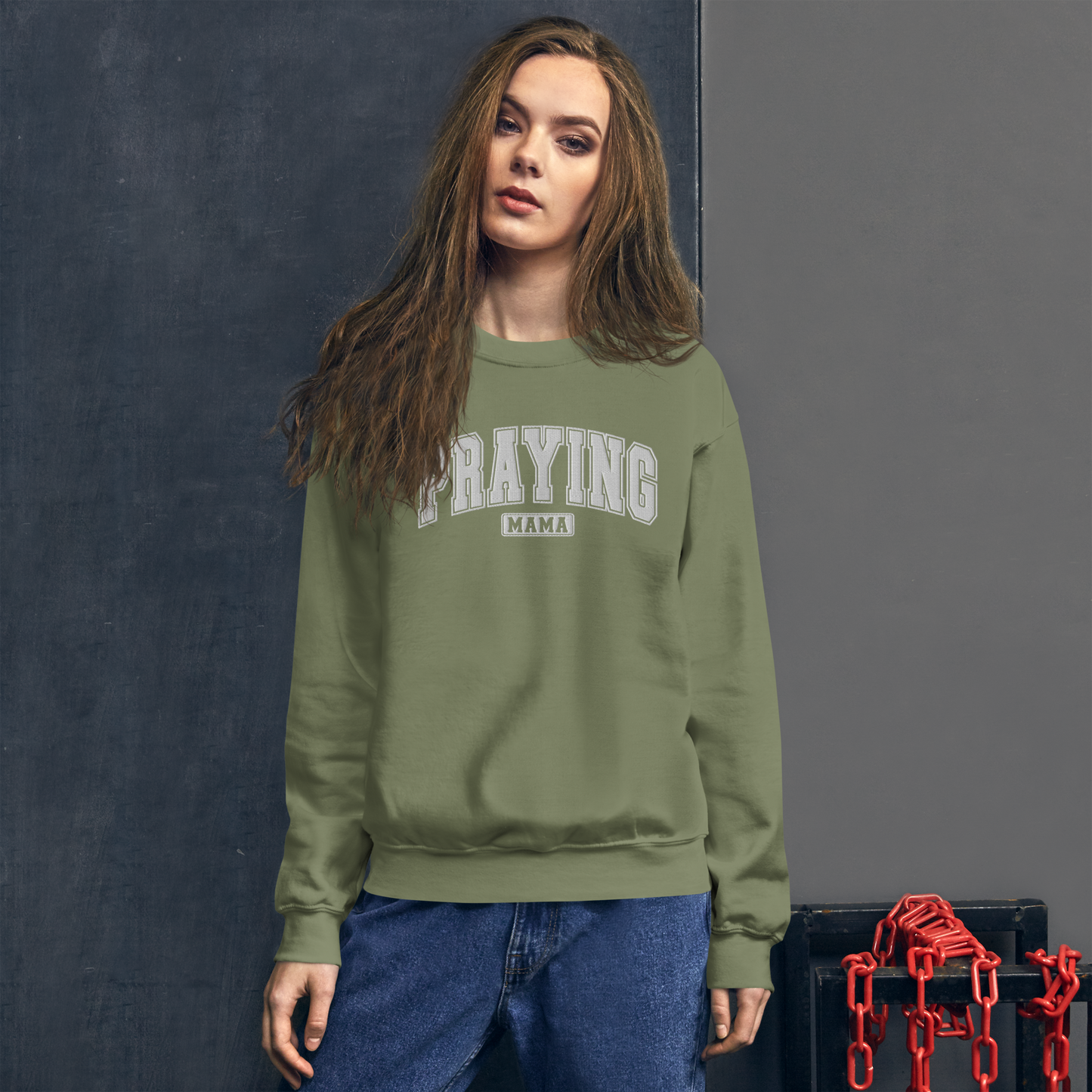 Praying Mama Embroidered Sweatshirt
