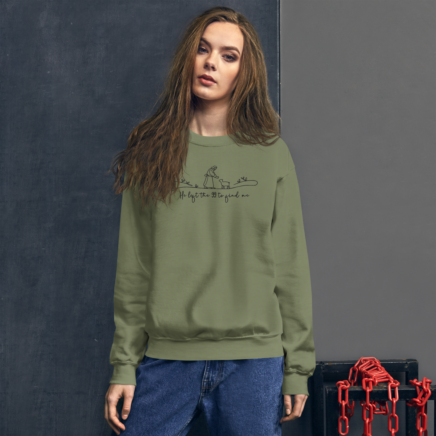 He Left the 99 to Find Me Embroidered Sweatshirt