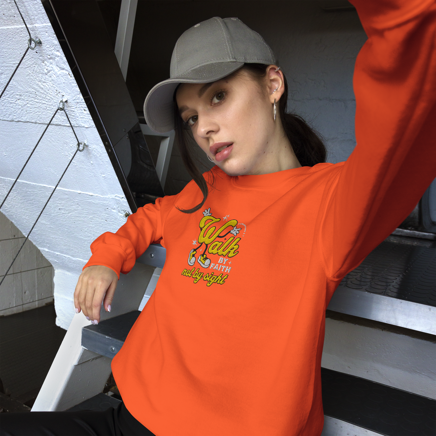 Embroidered Walk By Faith Sweatshirt