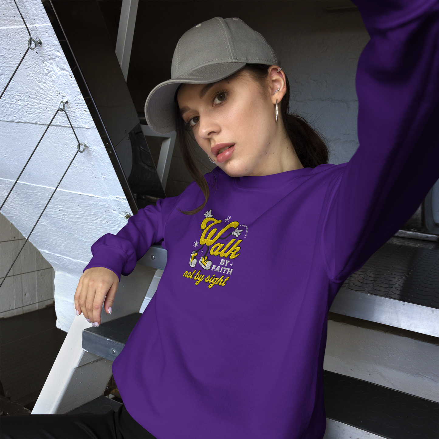 Embroidered Walk By Faith Sweatshirt