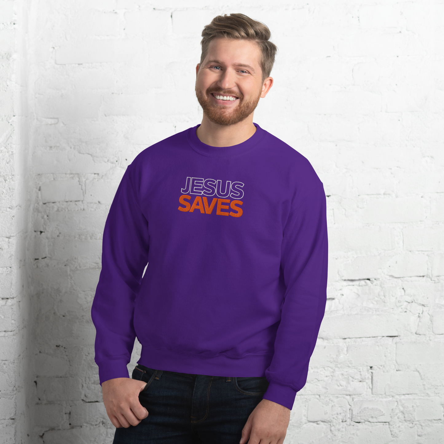 Embroidered Jesus Saves Sweatshirt