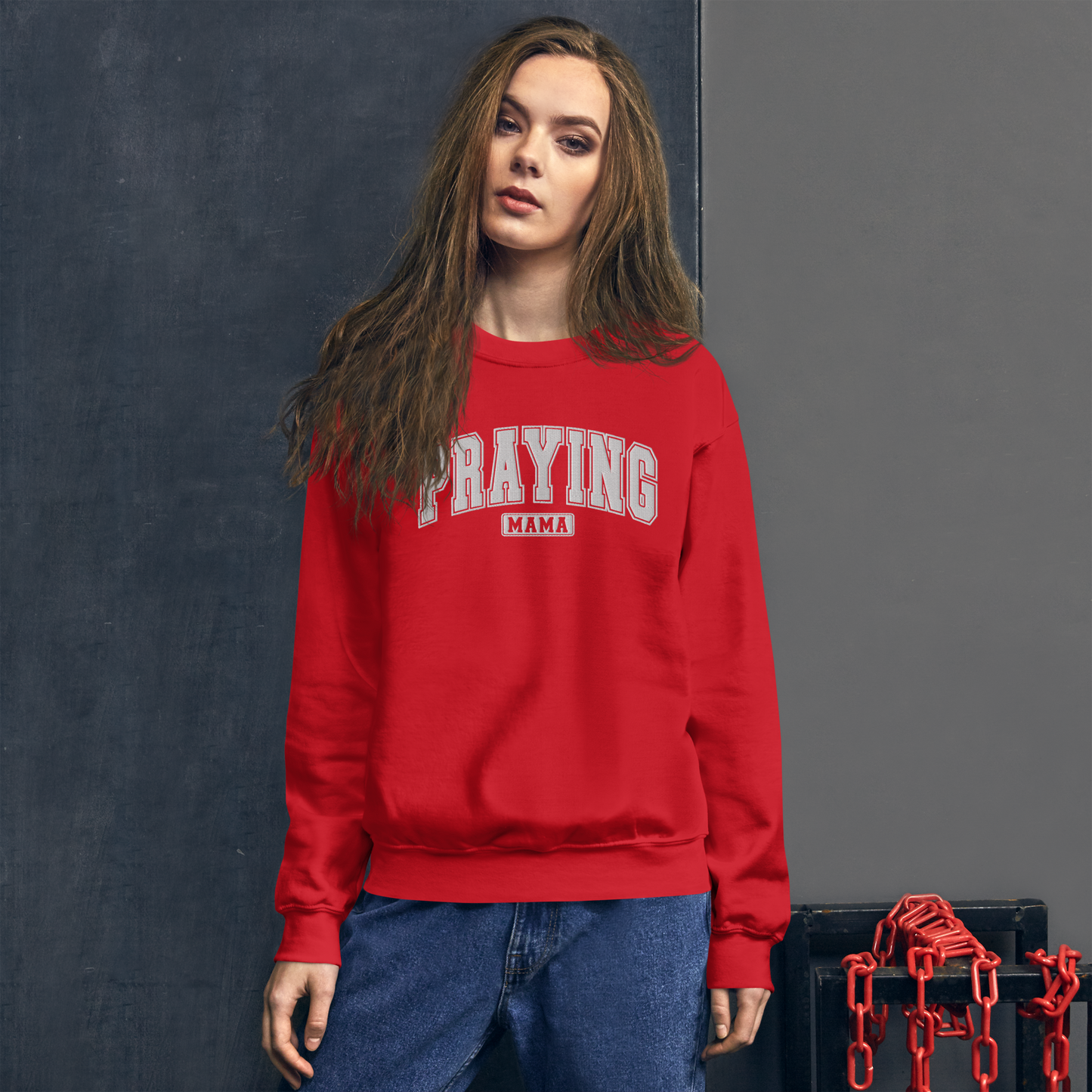 Praying Mama Embroidered Sweatshirt